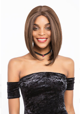 CARRIE | Swiss <em>Lace</em> Frotnal Heat Resistant Synthetic Hair 12 Inch <em>Straight</em> Mid-lenght Wig