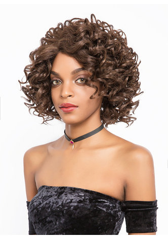 DEMI | Swiss <em>Lace</em> Frotnal Heat Resistant <em>Synthetic</em> Hair 11 Inch Curly Short Wig