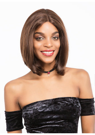 LENA | Remy Human <em>Hair</em> with Lace Frontal 12 Inch Straight Mid-lenght Wig
