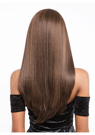 La perruque synthétique faite par machine de cheveux a perruque de cheveux de fibre résistante à la chaleur de fibre pour des femmes longues 18 pouces 0407