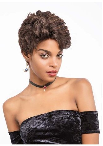 Perruque ondulée de cheveux de fibre résistante à la chaleur de perruque ondulée faite par machine de cheveux pour des femmes courtes 5.5 pouces 004