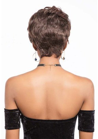 Perruque ondulée de cheveux de fibre résistante à la chaleur de perruque ondulée faite par machine de cheveux pour des femmes courtes 5.5 pouces 004