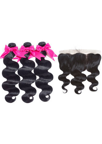 8A Grade <em>Brazilian</em> Remy Human Hair Body Wave 13*4 Closure with 3 Body Wave hair bundles hand-made