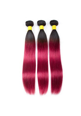 Cheveux HairYouGo Ombre pré-colorée Malaisienne Non-Remy cheveux raides bundles Vague # 1B Cheveux rouges Weave Extension de cheveux humains 12-24 pouces