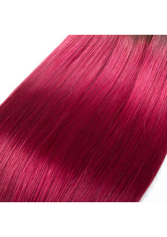 Cheveux HairYouGo Ombre pré-colorée brésilienne cheveux raides bundles vague # 1B Cheveux rouges Weave Extension de cheveux humains 12-24 pouces