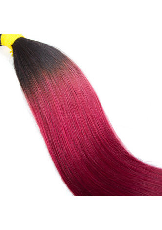 Cheveux HairYouGo Ombre pré-colorée brésilienne cheveux raides bundles vague # 1B Cheveux rouges Weave Extension de cheveux humains 12-24 pouces