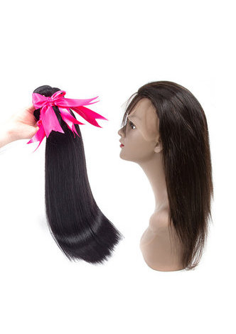 HairYouGo 7A Grade Indian Virgin Human Hair Straight 13*4 Closure with 3 straight hair <em>bundles</em>