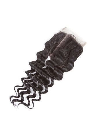 HairYouGo 7A Grade Peruvian Virgin <em>Human</em> <em>Hair</em> Deep Wave 4*4 Closure