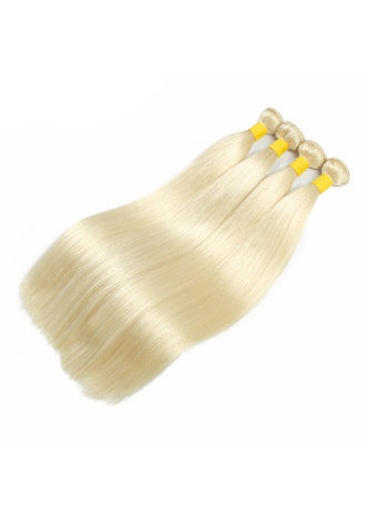 HairYouGo 8A Grade Brazilian Virgin <em>Remy</em> Human <em>Hair</em> Pre-Colored 613 Blonde Weave Weft Straight