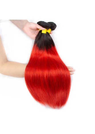 HairYouGo Cheveux Ombre Pré-Coloré Malaisiens Non-Remy cheveux raides bundles Vague T1B Cheveux Rouges Weave Extension de Cheveux Humains 12-24 Pouces