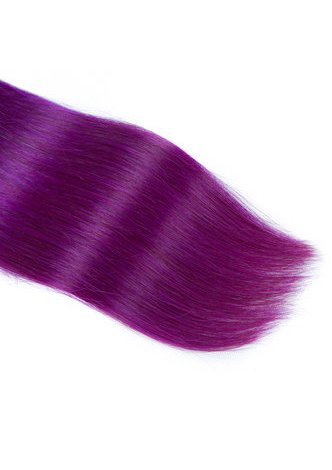 HairYouGo Hair Pre-Colored Ombre Brazilian Straight hair bundles Wave #1B Purple Hair Weave Human Hair Extension 12-24 Inch