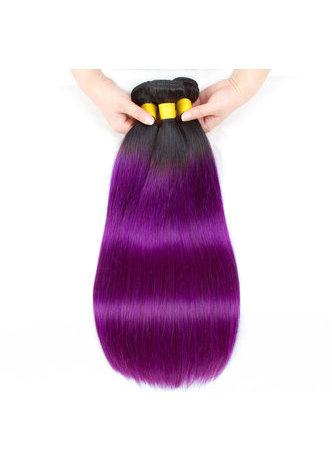 HairYouGo Hair Pre-Colored Ombre Brazilian Straight hair bundles Wave #1B Purple Hair Weave Human Hair Extension 12-24 Inch