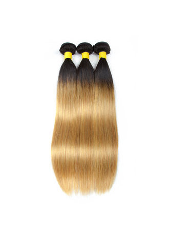 HairYouGo Hair Pre-Colored Ombre Indian Straight hair bundles Wave T1B Pale Yellow Hair Weave Human Hair Extension 12-24 Inch