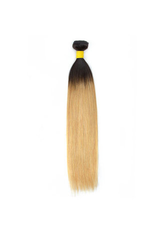 HairYouGo Hair Pre-Colored Ombre Indian Straight hair bundles <em>Wave</em> T1B Pale Yellow Hair Weave Human