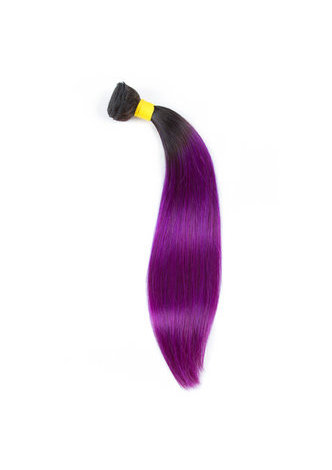 HairYouGo Hair Pre-Colored Ombre Malaysian Non-Remy <em>Straight</em> hair bundles <em>Wave</em> #1B Purple Hair