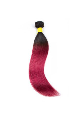 HairYouGo Hair Pre-Colored Ombre Malaysian Non-Remy Straight hair bundles Wave #1B <em>Red</em> Hair Weave