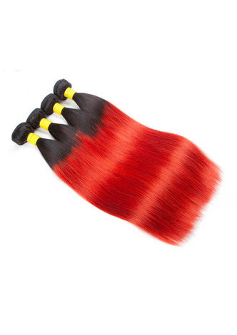 HairYouGo Hair Pre-Colored Ombre Malaysian Non-Remy Straight hair bundles Wave T1B Red Hair Weave Human Hair Extension 12-24 Inch