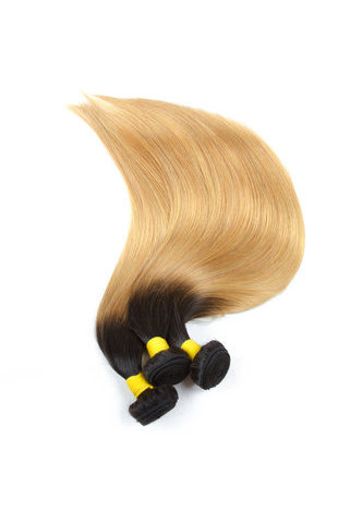 HairYouGo Hair Pre-Colored Ombre Peruvian Non-Remy Straight hair bundles Wave T1B Pale Yellow Hair Weave Human Hair Extension 12-24 Inch