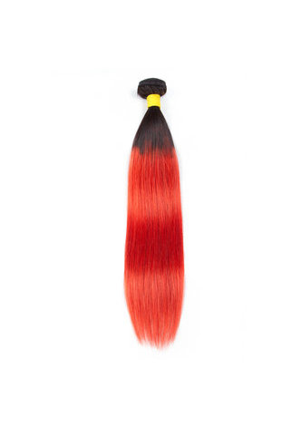 HairYouGo Hair Pre-Colored Ombre Peruvian Non-Remy Straight hair <em>bundles</em> Wave T1B Red Hair Weave
