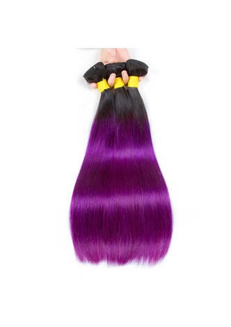 HairYouGo cheveux pré-colorés Ombre Brésiliens cheveux raides bundles Wave # 1B cheveux violets Weave Extension de cheveux humains 12-24 pouces