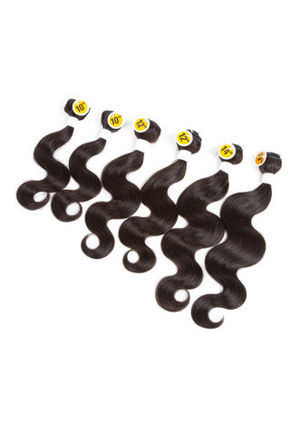 HairYouGo 7A Grade Malaisienne Vergin Cheveux Humains Vague de Corps 6 Bundles avec Fermeture # 1B Nature Couleur 100g / pc