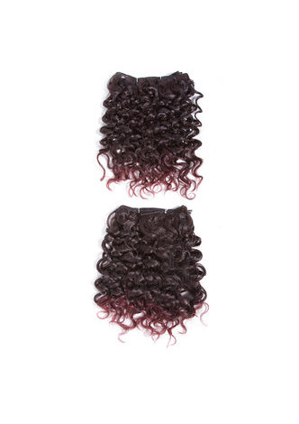 HairYouGo 10 pouces Synthétique Cheveux Bouclés Armure 2 Pcs / Pack Moyen Court Cheveux Extensions T2 / 99J Kanekalon Ombre Cheveux 6 Couleurs