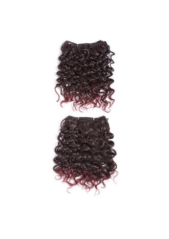 HairYouGo 10inch Synthetic Curly <em>Hair</em> Weave 2Pcs/Pack Medium Short <em>Hair</em> Extensions T2/99J Kanekalon