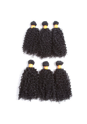 HairYouGo 1B# Synthetic Curly Hair Extensions 9.5&quot;inch 6Pcs/Pack Kanekalon Hair Wave Bundles Deals Machine Sewed Double Weft