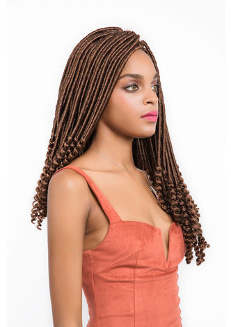 HairYouGo Curly Faux Locs Cheveux 24 racines / paquet 18 pouce Kanekalon Basse Température 120g 30 # Synthétique Crochet Tresses Cheveux Bundles