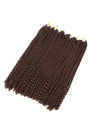 HairYouGo Curly Faux Locs Cheveux 24 racines / paquet 18 pouce Kanekalon Basse Température 120g 30 # Synthétique Crochet Tresses Cheveux Bundles