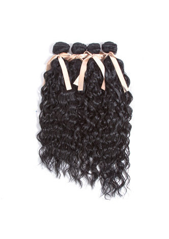 HairYouGo cheveux bouclés synthétiques Weave 15-18 pouces 4pcs / paquet 200g Kanekalon cheveux Extensions Bundles Deals 1 # pour les femmes noires