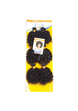 HairYouGo courtes extensions de cheveux synthétiques bouclés # 1 6pcs / Pack Kanekalon fibres de tissage pour femmes noires 6 pouces tissage de cheveux