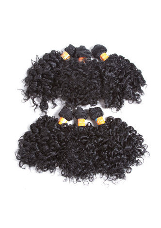 HairYouGo courtes extensions de cheveux synthétiques bouclés # 1 6pcs / Pack Kanekalon fibres de tissage pour femmes noires 6 pouces tissage de cheveux