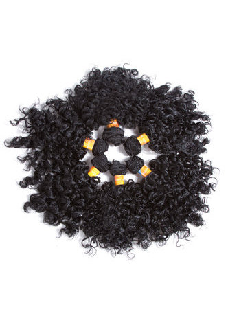 HairYouGo courtes extensions de cheveux synthétiques bouclés # 1 6pcs / Pack Kanekalon fibres de tissage pour femmes noires 6 pouces tissage de cheveux