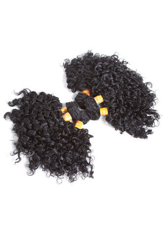 HairYouGo courtes extensions de cheveux synthétiques bouclés # 1 6pcs / Pack Kanekalon fibres de tissage pour femmes noires 6 pouces tissage de cheveux
