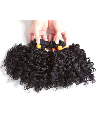 HairYouGo courtes extensions de cheveux synthétiques bouclés # 1 6pcs / Pack Kanekalon fibres de tissage pour femmes noires 6 pouces tissage de cheveux