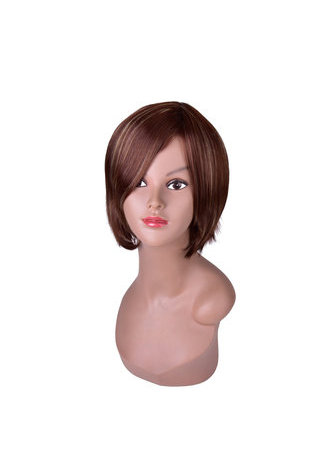 HairYouGo 10&quot; Short Straight Wigs for Women Bobo <em>Hair</em> Brown Ombre Synthetic Wig with Blond