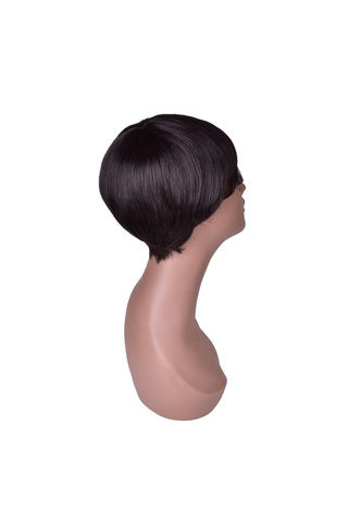 HairYouGo 12cm Synthetic Wigs for Women Pure Color 1B Short Straight Wig 100% High Temperature Fiber Wig