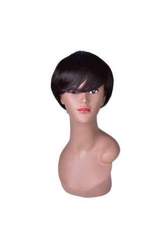 HairYouGo 12cm Synthetic Wigs for Women Pure <em>Color</em> 1B Short Straight Wig 100% High <em>Temperature</em>