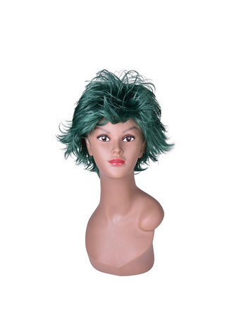 HairYouGo 15cm Heat Resistance Party Wigs 1pc Green Black Ombre Mix Short Fluffy Layered <em>Synthetic</em>