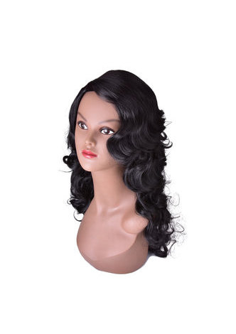 HairYouGo 28inch High Temperature Fiber Wig 1pc 300g 1B Natural Black Long Wavy Women Synthetic Cosplay Wig 3163