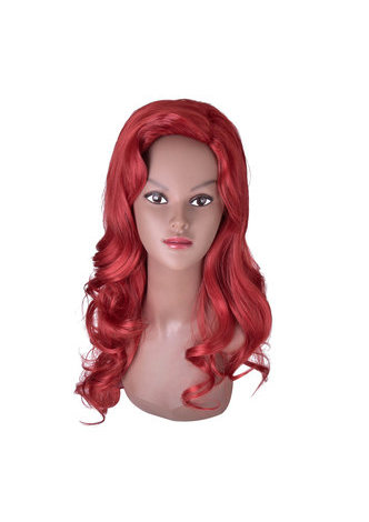 HairYouGo 28inch High Temperature Fiber Wig 1pc Red Long Wavy Women <em>Synthetic</em> Wig Cos Cosplay Party
