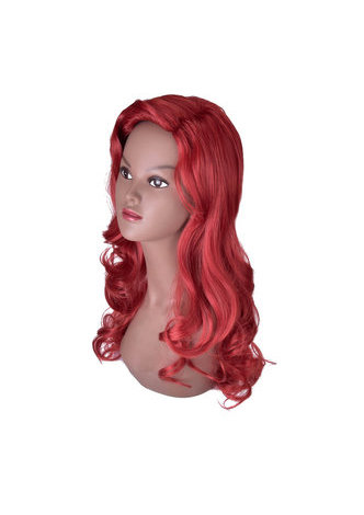 HairYouGo 28inch High Temperature Fiber Wig 1pc Red Long Wavy Women Synthetic Wig Cos Cosplay Party Wig 2045