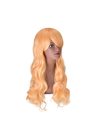 HairYouGo 28nch Halloween Perruque Synthétique Cheveux Longs Ondulés Cosplay Perruques Rose Blonde Femmes Parti Perruque 1021A