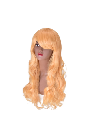 HairYouGo 28nch Halloween Perruque Synthétique Cheveux Longs Ondulés Cosplay Perruques Rose Blonde Femmes Parti Perruque 1021A