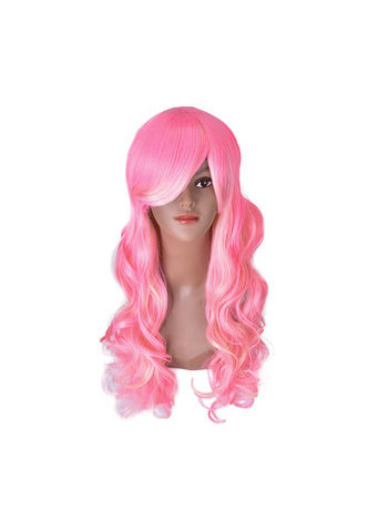 HairYouGo 28nch Halloween Perruque Synthétique Cheveux Longs Ondulés Cosplay Perruques Rose Blonde Femmes Parti Perruque 1021A