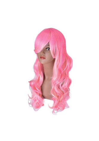 HairYouGo 28nch Halloween Perruque Synthétique Cheveux Longs Ondulés Cosplay Perruques Rose Blonde Femmes Parti Perruque 1021A