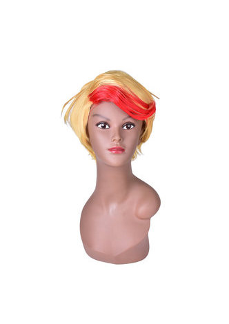 HairYouGo 7.1&quot; Short Layered Yellow Red Mix Heat Resistance Party Synthetic <em>Hair</em> Cosplay