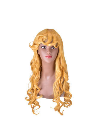 HairYouGo 80cm Long Romance Curly <em>Synthetic</em> One Piece Orange Yellow Cosplay Wig 100% High