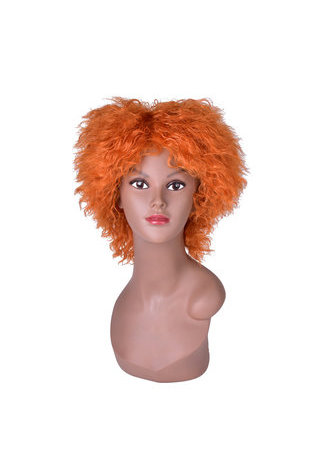 HairYouGo 8inch Orange Color High Temperature Fiber Short <em>Wavy</em> Wig 1pc Cosplay Wig Pure Color